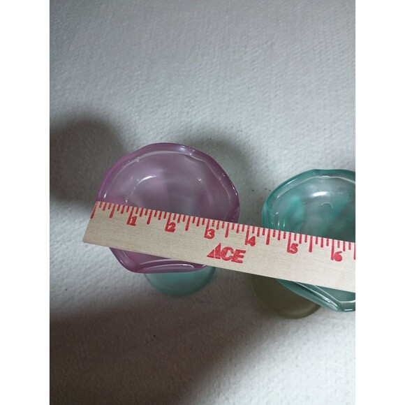 Set of 2 Frosted Sundae Glasses Green & Pink Ice Cream Dessert Cups Retro - Picture 10 of 15